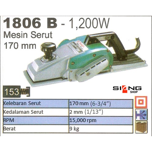 Makita 1806 B / 1806B Mesin Planner/Serut 170mm