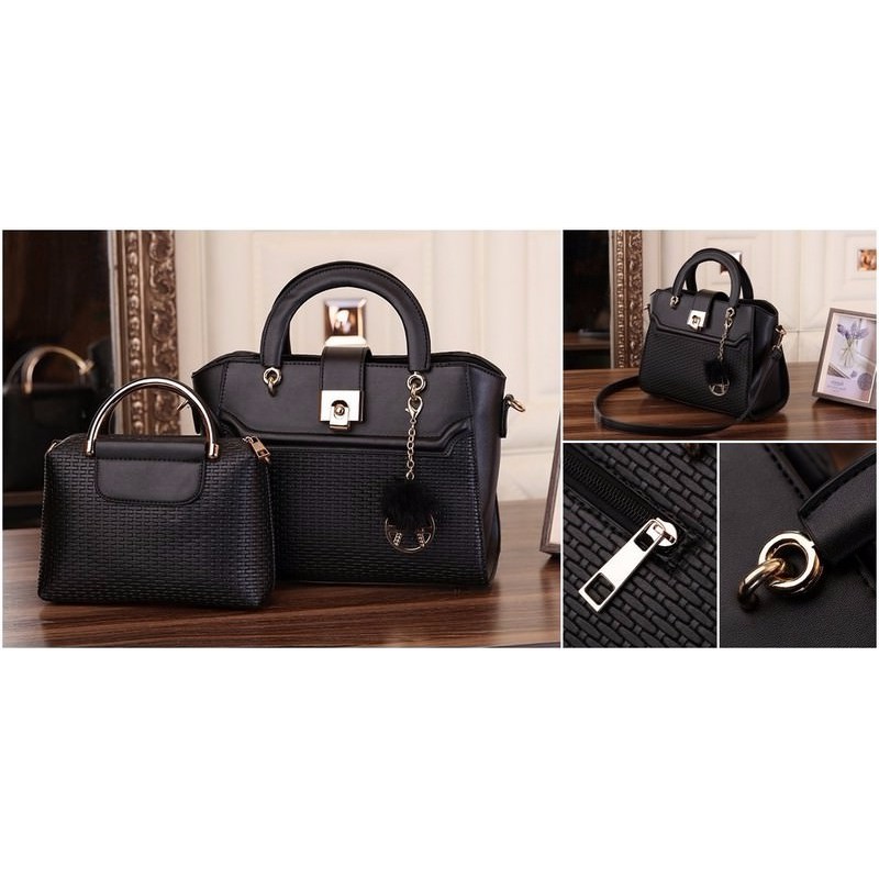 BEST SELLER TAS FASHION WANITA IMPORT - HANDBAGS - MX489BD 2N1 BLACK RED & NAVY