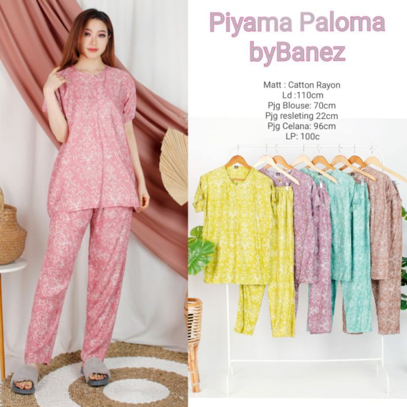 Baby Doll Setelan Lengan Pendek Celana Panjang Motif Paloma