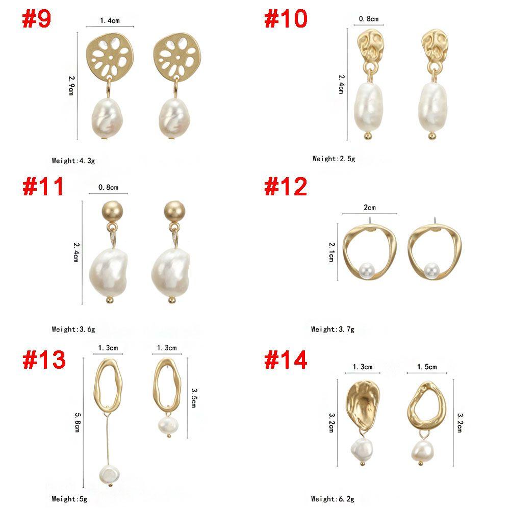 Solighter Anting Mutiara Air Tawar Bohemian Pesta Pernikahan Pernyataan Emas Geometris Tidak Teratur