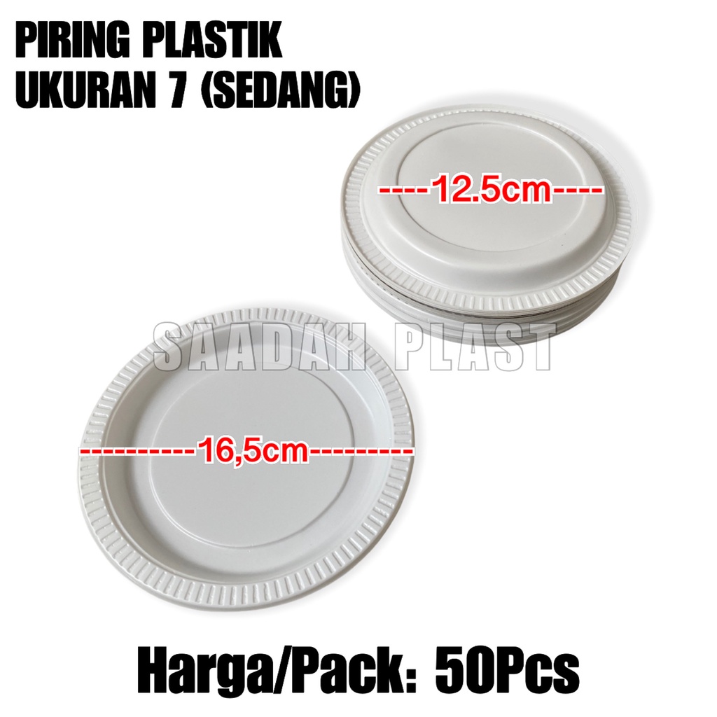 @50pcs Piring Plastik P7 Ukuran Sedang / Piring Pesta Sekali Pakai Putih Susu