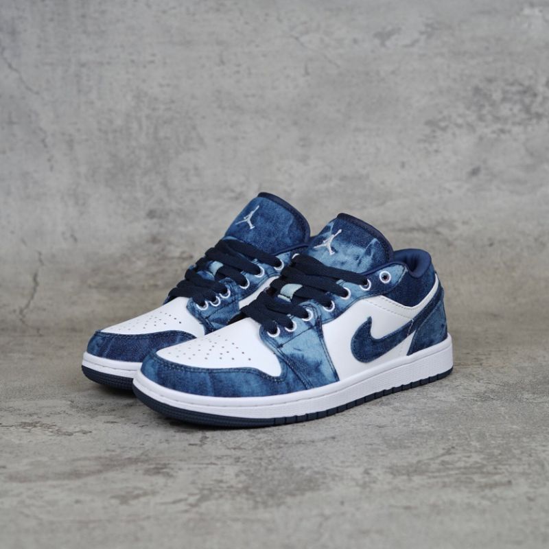 Sepatu Nike Air Jordan 1 Low Washed Denim Blue BNIBWT (Premium Quality Impor)
