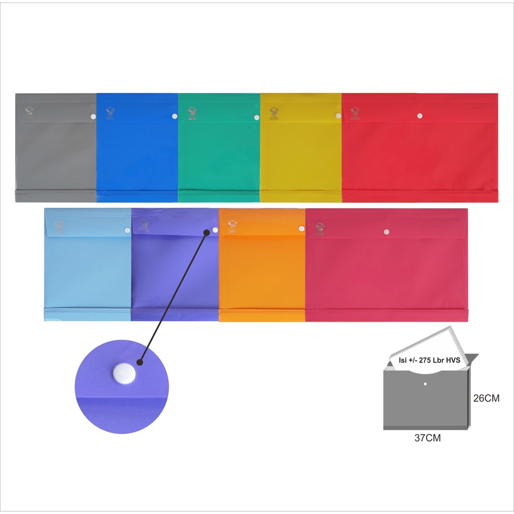 

Map Plastik Kancing / Data Bag Solid / Document Bag File Horizontal EAGLE Folio Isi 6pcs