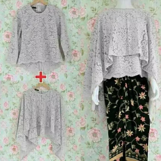 Fashion Batik Wanita Setelan Kebaya Brukat Jenita Xl Jumbo Abu Abu Muda Shopee Indonesia