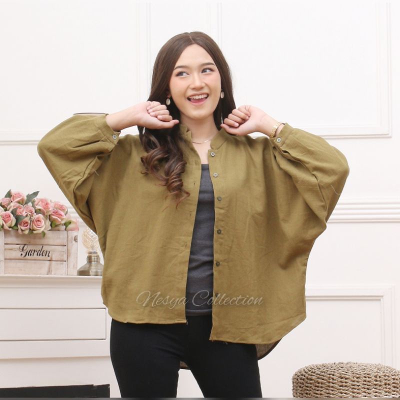 Tamara Batwing Shirt / Kemeja Outer Crinkle Linen