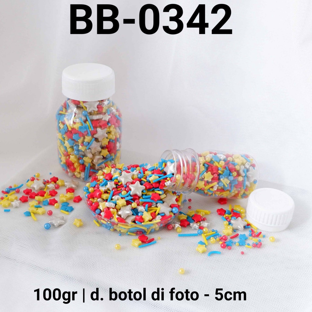 

BB-0342 Sprinkles sprinkle springkel 100gr bintang merah biru silver yamama baking grosir murah sprinkles cake dekorasi mutiara trimit decoration story sprinklestory sprinklesstory sprinkle story yamama baking