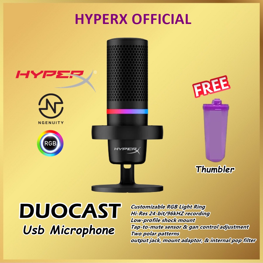 HyperX Duocast RGB Lighting USB Microphone Gaming Duo Cast Condenser