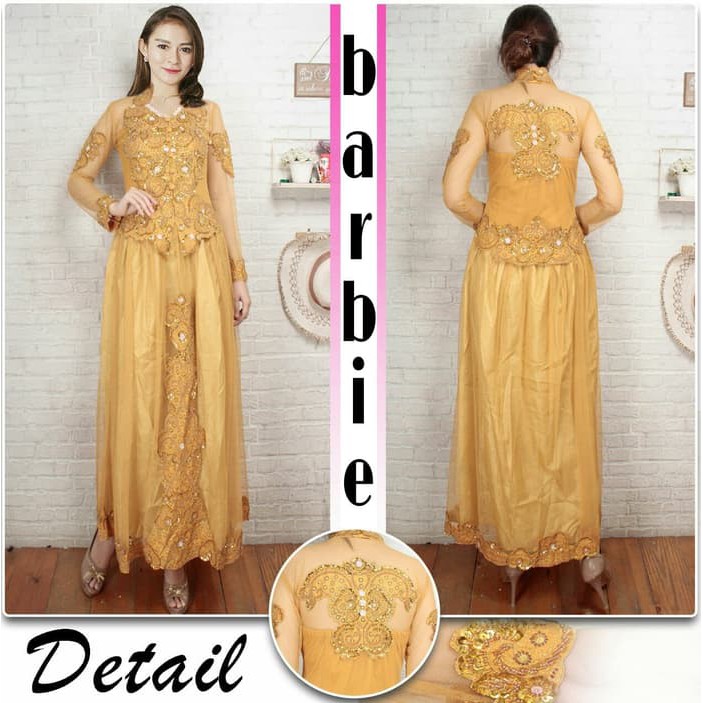 DRESS BATIK Maxi Dress Kebaya Ramashinta Tile + Payet - Putih, M  IWAZAH OFFICE