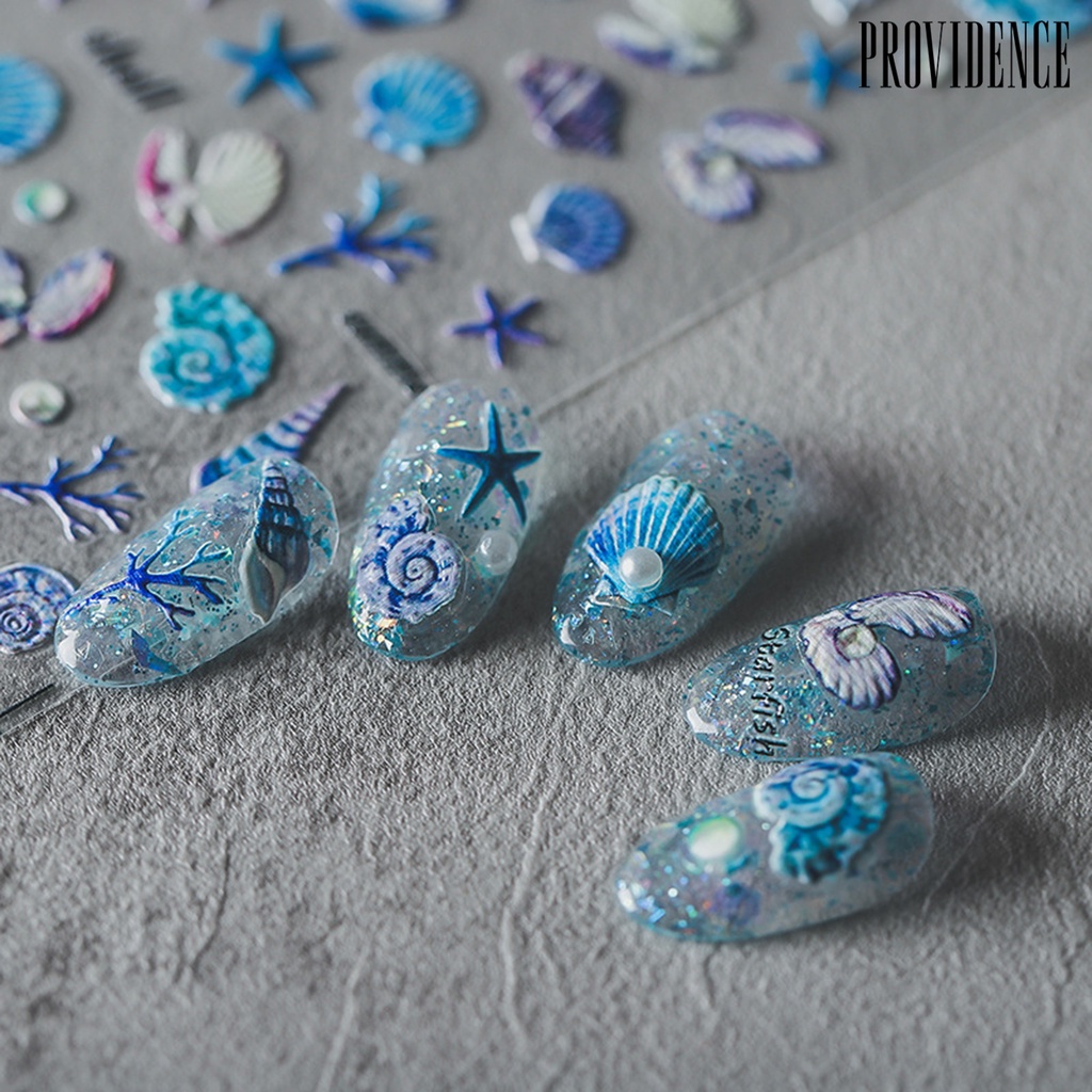 Providence Nail Sticker Vivid Images Ultra Thin Blue Summer Ocean Series Waves Shell Starfish Decals for Manicure