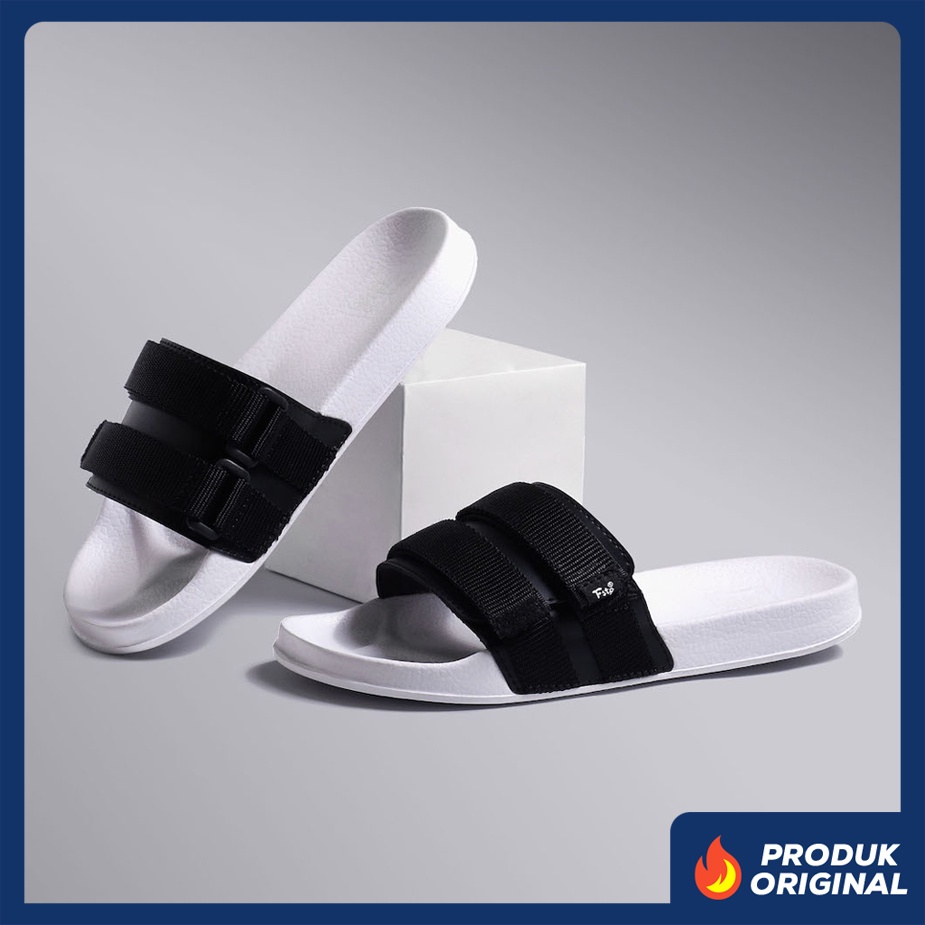 MONO WHITE ORIGINAL x FOOTSTEP Sandal Casual Putih Pria Sendal Slide Jalan Santai Harian Slippers Hangout Main Kondangan Lebaran Slop Selop Karet Anti Slip Premium Slip On Remaja Dewasa Flip Flop Kerja Formal Sport Footwear Keren Terbaru Kekinian Branded