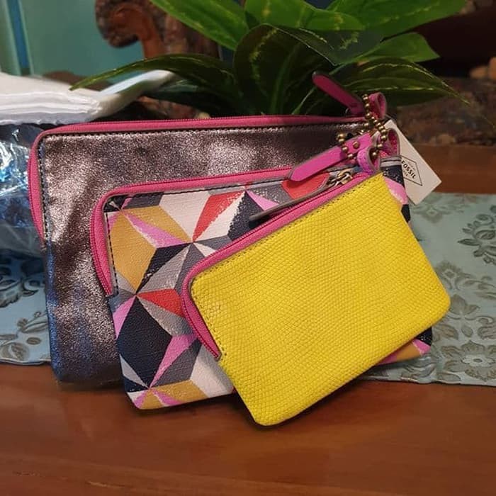 dompet Fossil Sofia Triple Pouch Multi Wristlet original