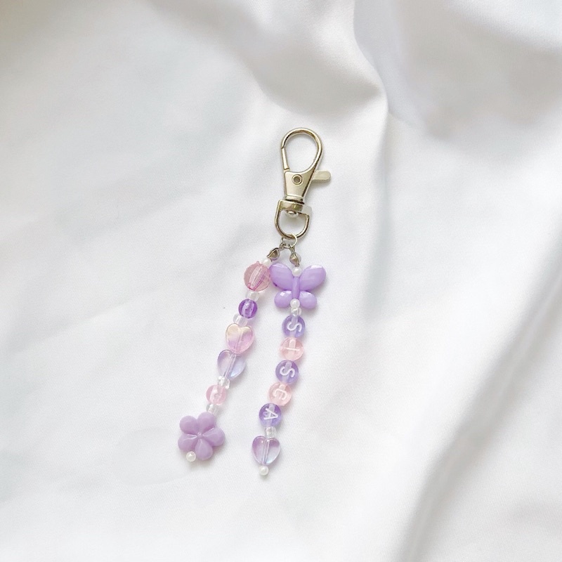 Lulu - Hand Sanitizer Spray Holder / Bag Charm/ Beads Keychain