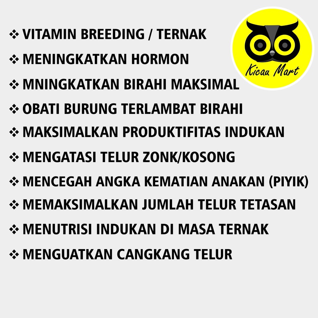 VITAMIN TERNAK BREEDING BURUNG LOVEBIRD KENARI MURAI KACER TESTO BIRD CAIR TETES OM KICAU VTEBIOK