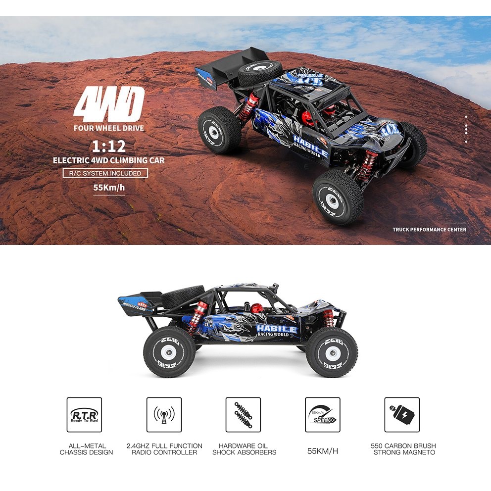 WL 124018 1/12 RC Car Buggy Metal Chassis 60km/h 2.4G 4WD Off Road-4