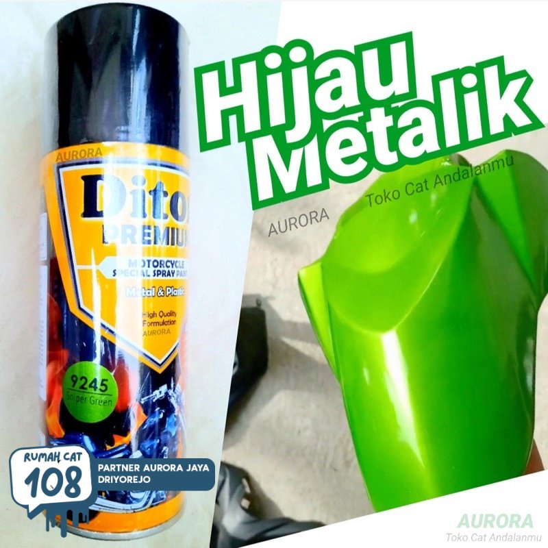 

Rumah Cat - Pilox Diton Premium Sniper Green 9245 Hijau Metallic Metalik Cat Semprot Tahan Bensin 400ml Rumah Cat Motor dan Mobil