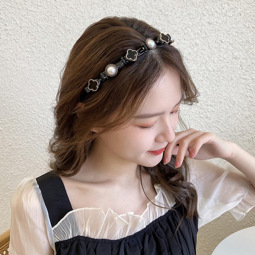 [Elegan] Bunga Bergigi Klip Aksesoris Rambut Hiasan Kepala Wanita Punk Double Layer Twist Klip Kristal Bando