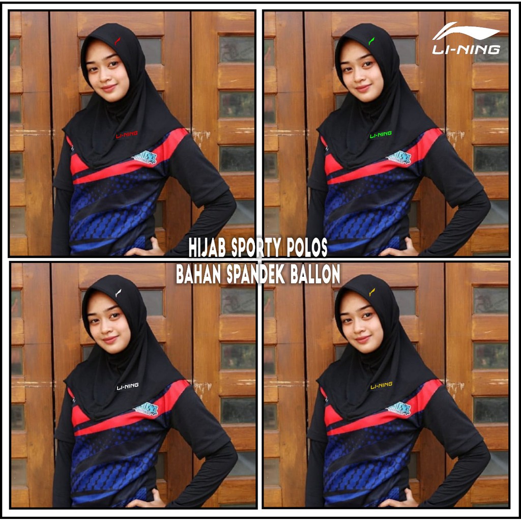 Hijab Badminton Bermacam Warna Logo Lin - Jilbab Badminton Hitam Bermacam Warna Logo Lin