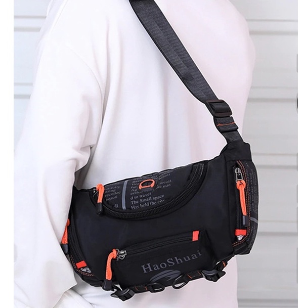 Tas Selempang Pria Import HAOSHUAI 513S Original Waist Bag Waterproof