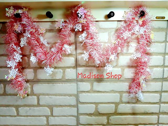 SLINGER SNOWFLAKE TINSEL MURAH DEKORASI POHON NATAL HIASAN PARCEL NATAL GROSIR PITA LILIT