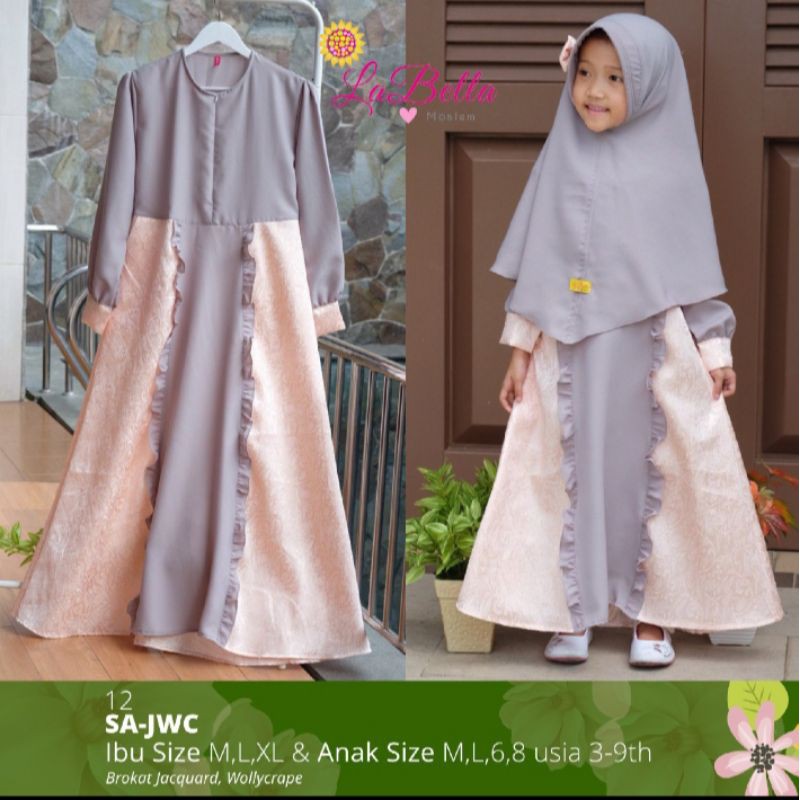 GAMIS COUPLE MOM AND KIDS| GAMIS BROKAT JAGUARD ORIGINAL BY LABELLA
