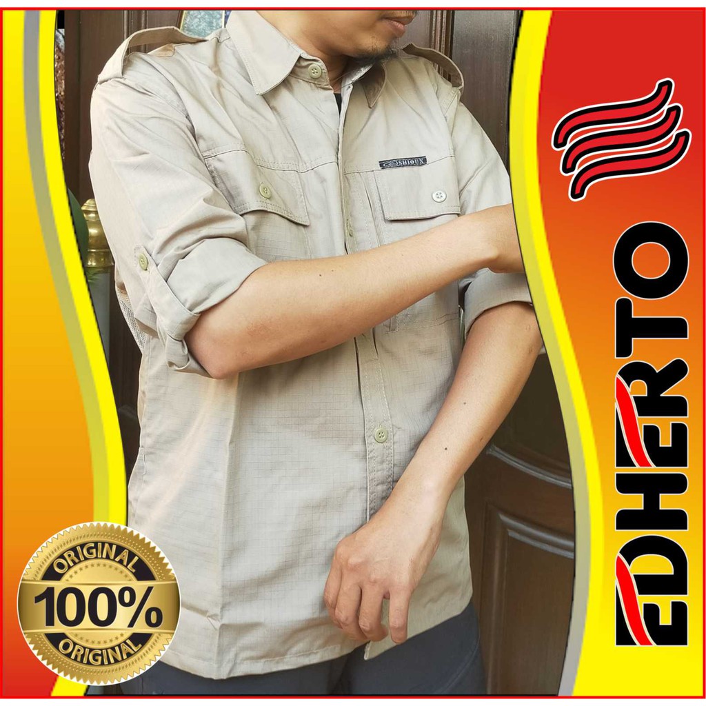 Kemeja Panjang Ripstop Katun Shioux - Kemeja Lapangan Panjang Ripstop Katun Shioux - Kemeja Panjang 