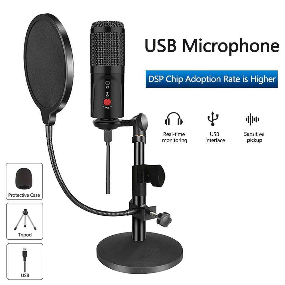 (BISA COD) RVOSTR YICHUANG Microphone Condenser USB DJ Live Recording with Stand MP1S10