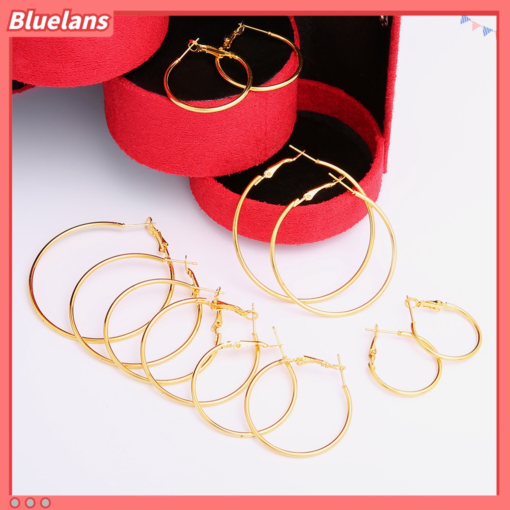 Bluelans 6Pairs Fashion Circle Hoop Dangle Earrings Pendant