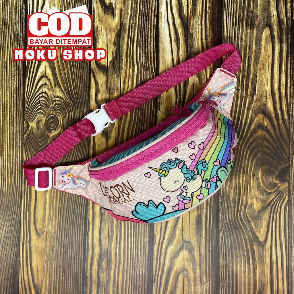 NOKU - Tas Selempang Anak / Waistbag Bumbag Karakter Motif UNICORN