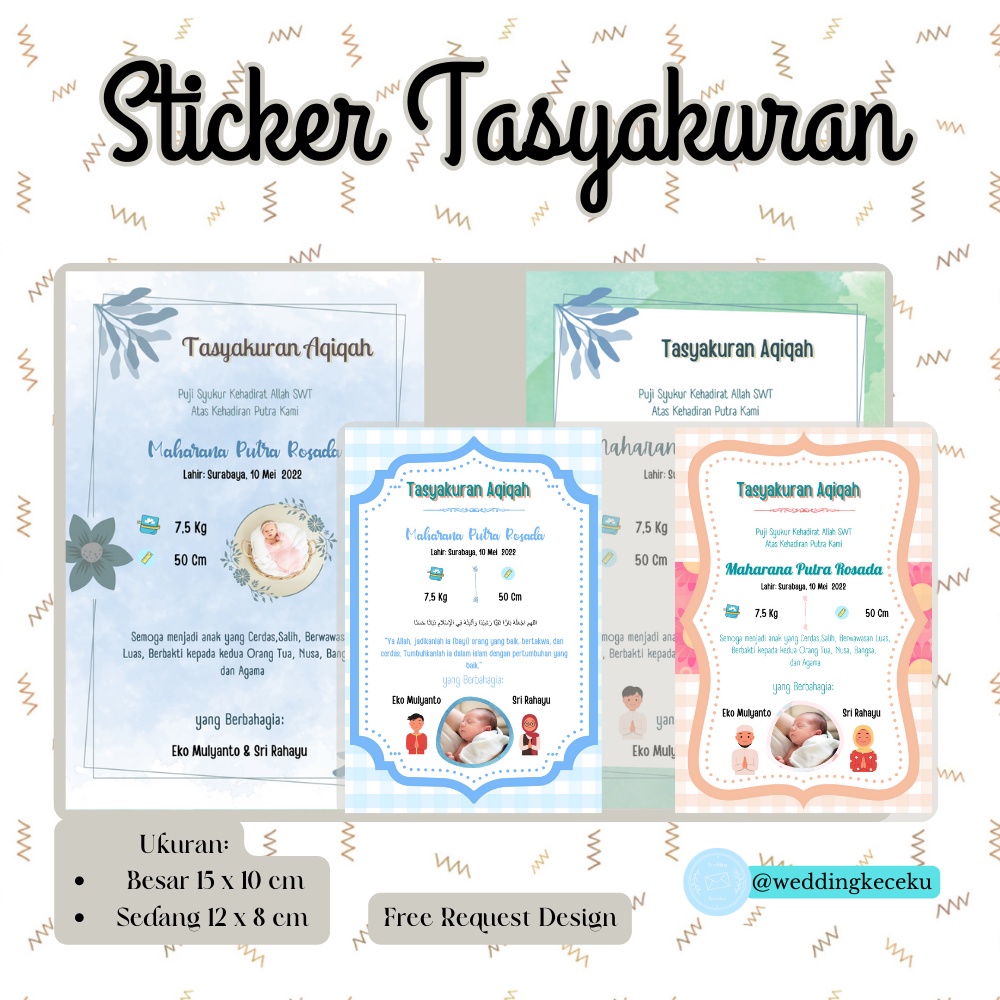 

Sticker Tasyakuran Aqiqah/Tedak Sinten/Kelahiran Portrait Codtume Design