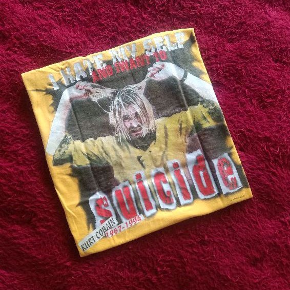 Kaos Band Nirvana Kurt Cobain Bootleg Tag Moving Blue Vintage