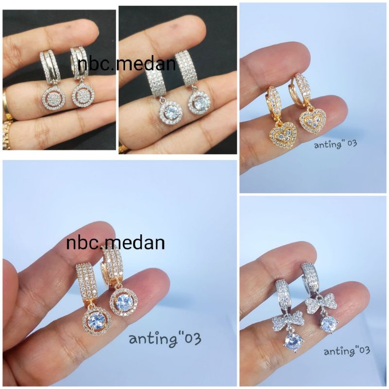 Anting juntai vier titanium dan premium,awet,tahan lama,full mata kualitas premium