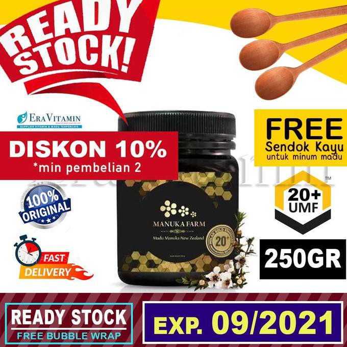 

[BISA BAYAR DITEMPAT] (250gr) UMF 20+ Madu Manuka Farm Honey New Zealand BPOM TERBATAS Kode 400