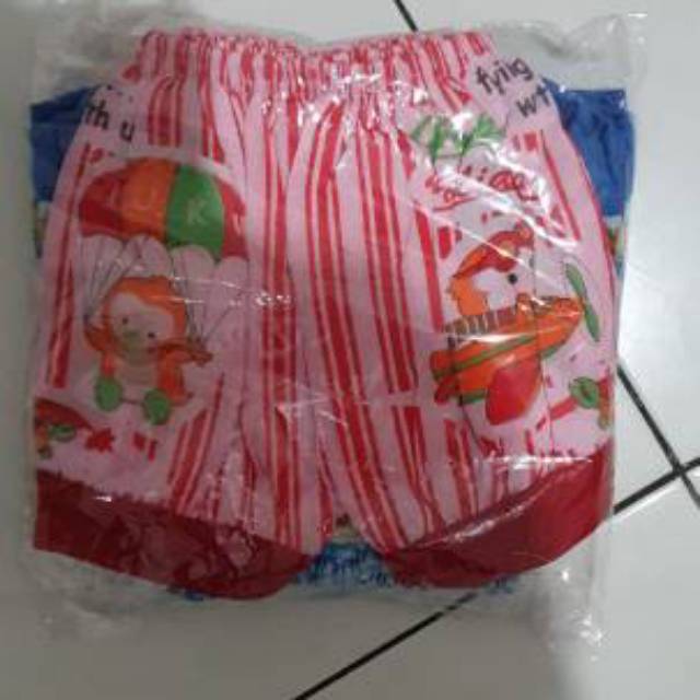 1 LUSIN CELANA PENDEK WARNA bayi salur motif gambar warna sablon biru merah oranye newborn 1th