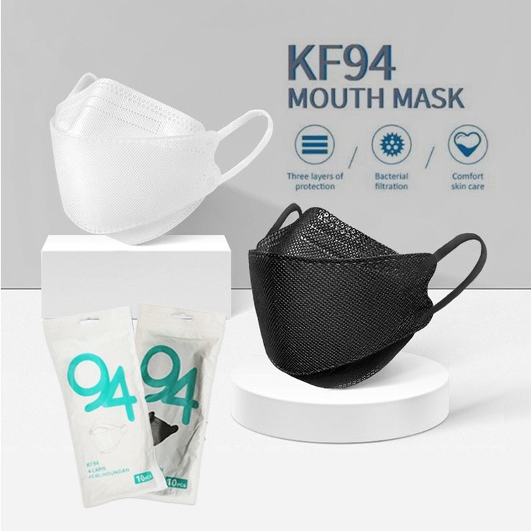 PROMO MASKER KF94 DEWASA KEMASAN ZIPER (PUTIH  HITAM)