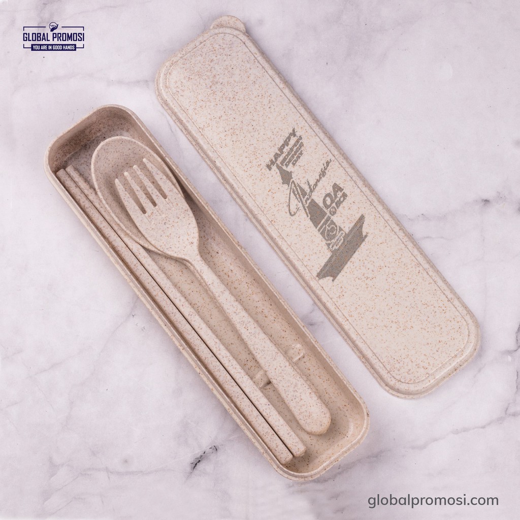 Set Alat Makan Custom Cutlery Set New Normal Kit Cetak 1 Warna PERMANEN ANTI LUNTUR Promosi Souvenir