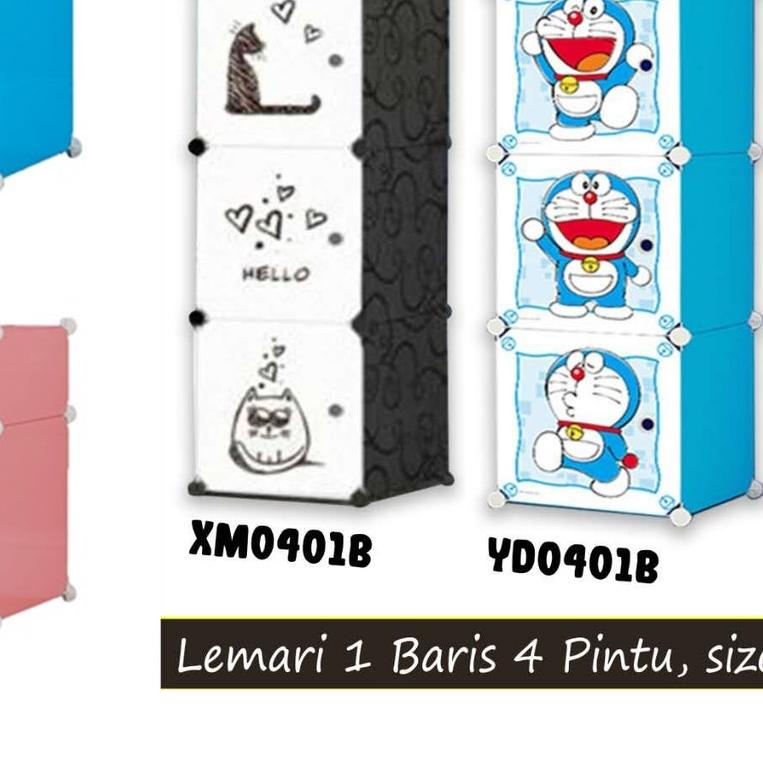 ❋ [ ] LEMARI PLASTIK SISI RANJANG PORTABLE MINI 2 SUSUN / 4 PINTU IMPORT KARAKTER ➫