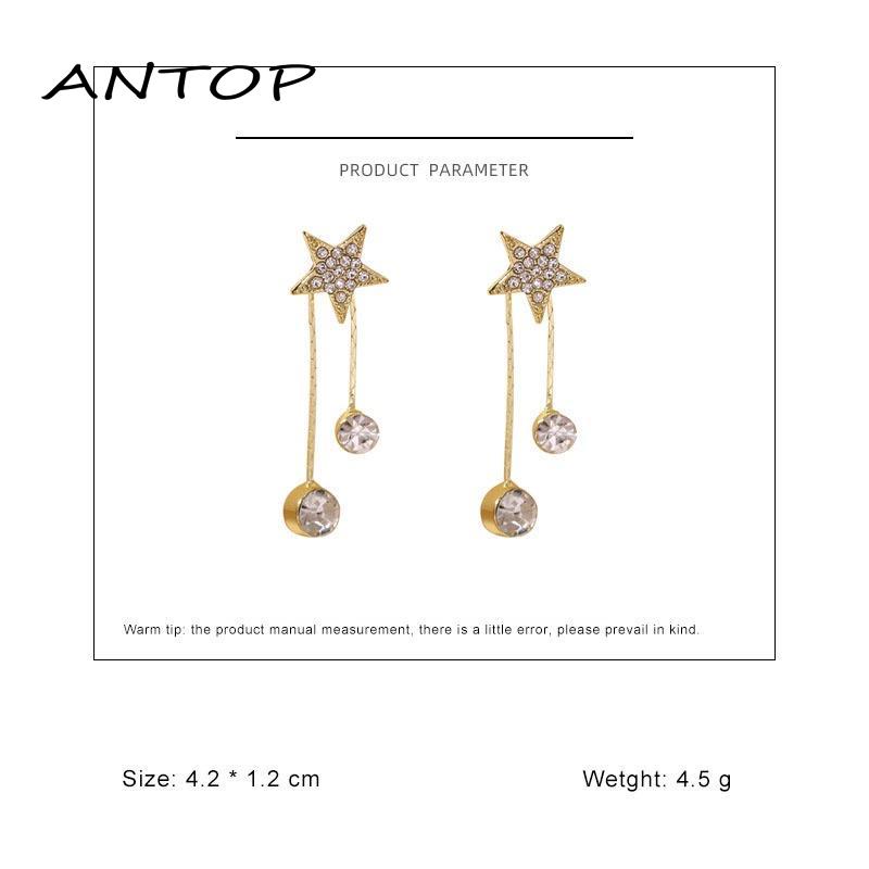 Anting Tusuk Gantung Temperament Bahan Sterling Silver 925 Desain Bintangrumbai Untuk Wanita