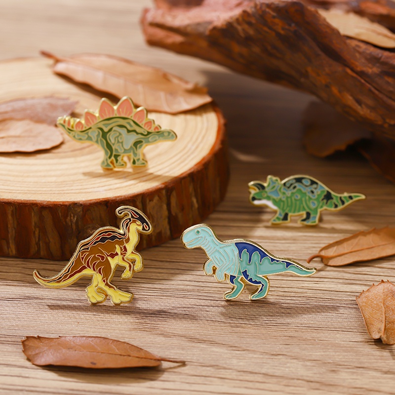 Bros Pin Enamel Desain Kartun Hewan Dinosaurus Jurassic Warna-Warni Untuk Anak