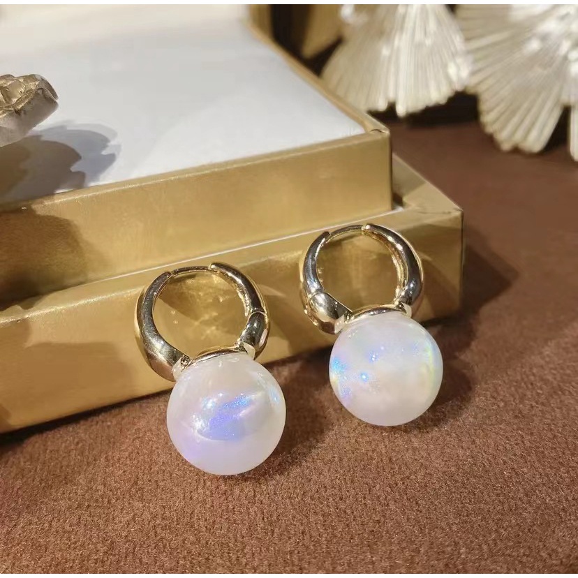 Anting Hoop Mutiara Warna Emas Untuk Wanita