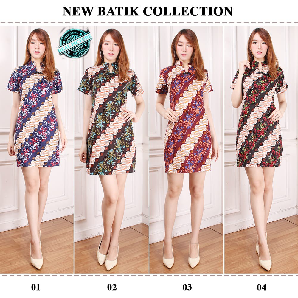 SB Collection Midi Dress Tarisa Shortdress Casual Modern Batik Wanita