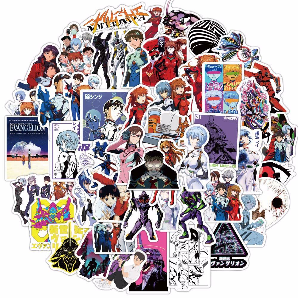 ELEGANT Kids Gift Decorative Stickers Anime Decals Anime Stickers Anime Evangelion Waterproof Stationery Sticker For Laptop Luggage PVC Fans Collection Gifts 50pcs/pack Car Stickers