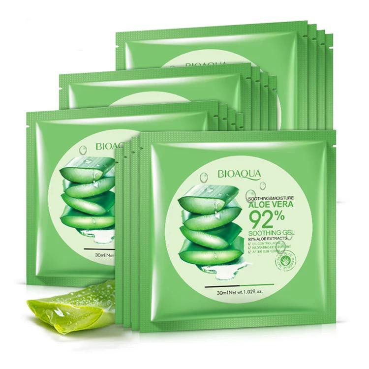 [READY STOCK] SACHET BIOAQUA ALOEVERA 92% MASKER TOPENG / MASKER WAJAH HARGA MURAH + FREE KUAS
