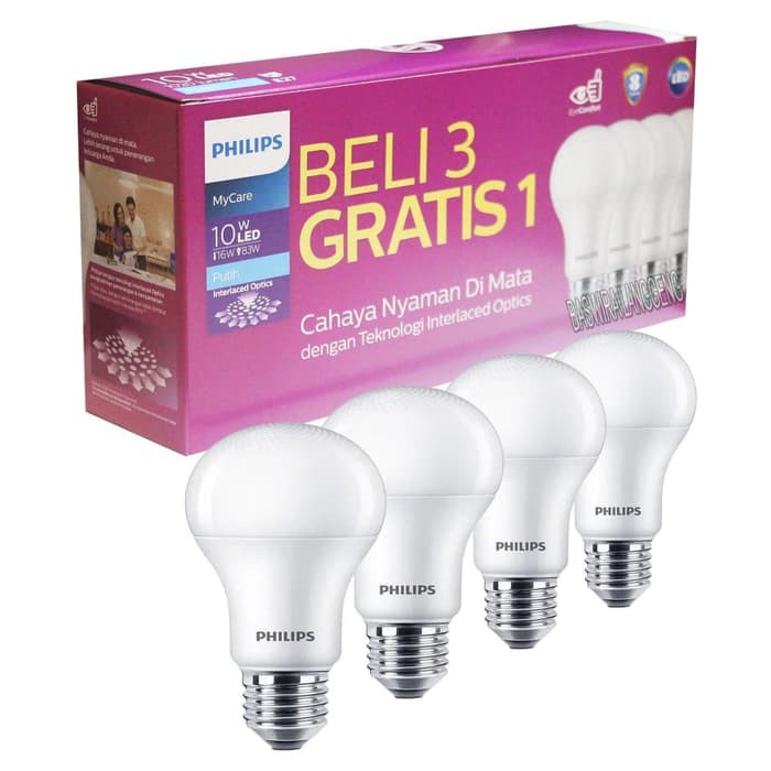 Jual Paket 4 Lampu LED Philips 10w Bohlam philip 10W 10Watt Mycare