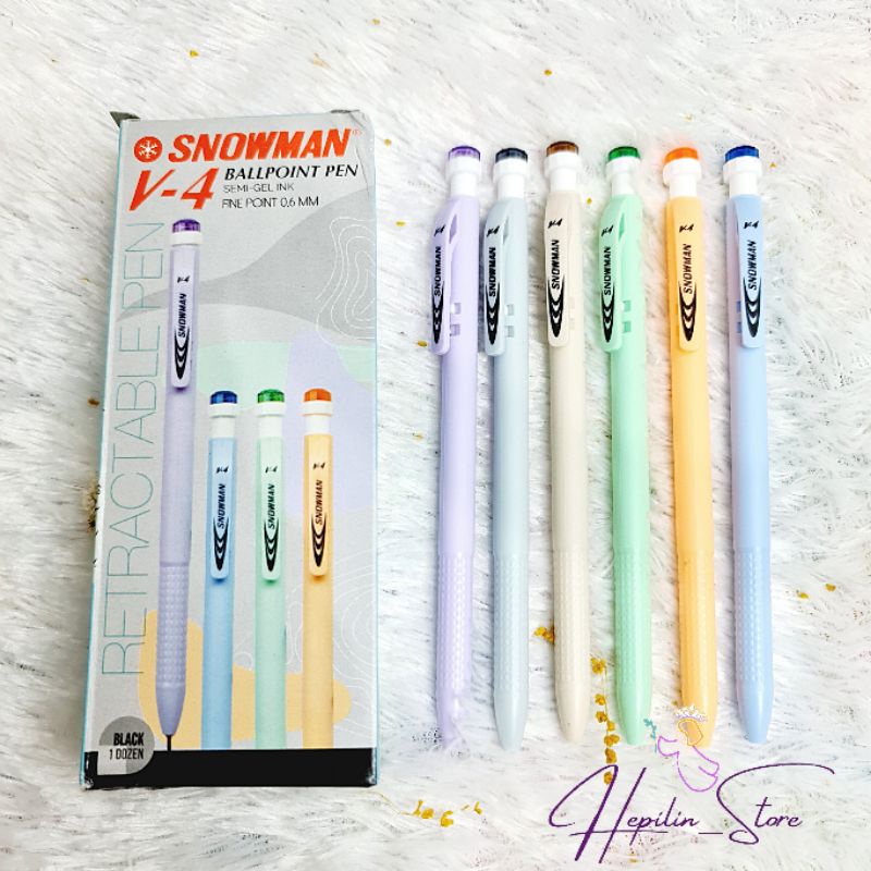 

Bolpoin Snowman V4 Warna Pastel Ecer / Pulpen Snowman V4 Pastel Colors Per Satuan / Ballpoint Snowman 0.6 mm / Bolpen Cetekan