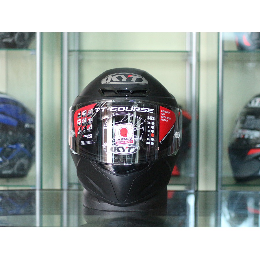 Helm KYT TT Course Plain Matt Black Full Face KYT TTC Hitam Doff-2