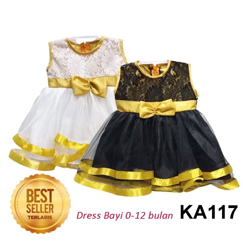 Baju Bayi Putih 6 12 Bulan Gaun Pesta Ulang Tahun Dress Baptis Bayi Gaun Aqiqah Bahan Brukat Brokat Adem Sleeveless NB NewBorn KA117