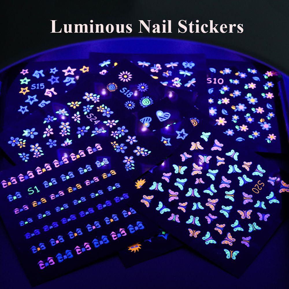 R-flower Nail Stiker Perekat Decal DIY Desain Akrilik Kupu-Kupu Warna-Warni