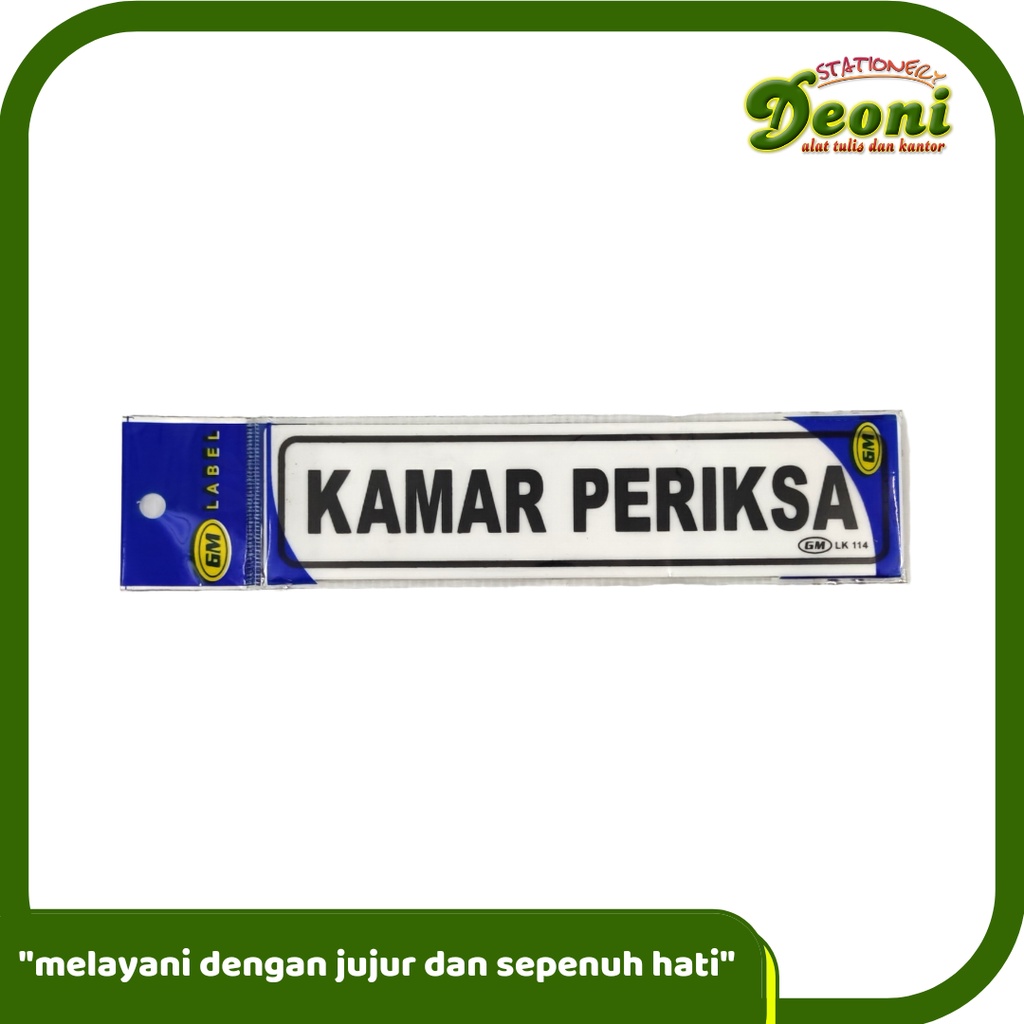

GM LABEL Akrilik 5 X 20cm - KAMAR PERIKSA