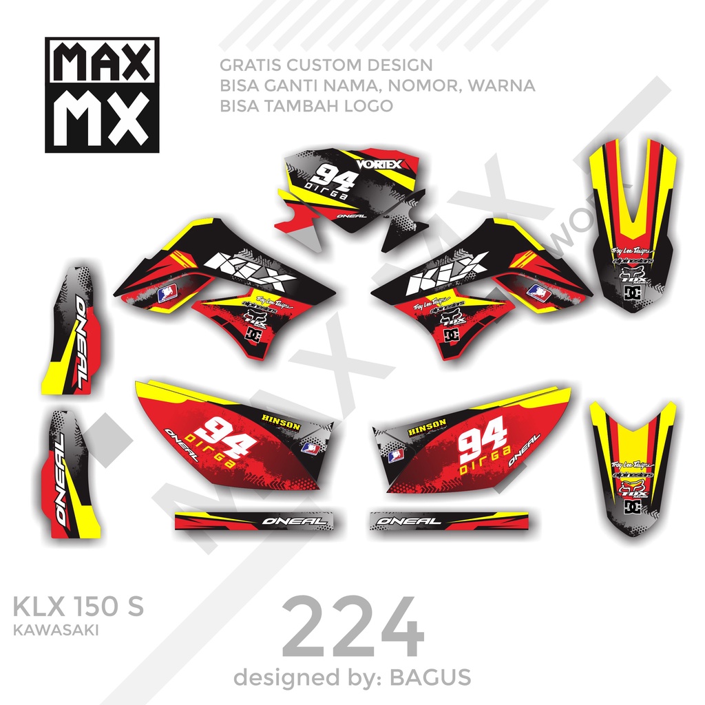 DECAL STIKER MOTOR KLX 150 S MOTIF BEKAS BAN TRAILL