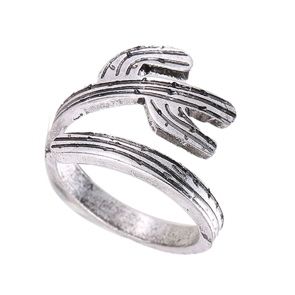 Hu Hu Hu Hu Hu Alat Bantu Pasang Kacamata♡ Cincin Wanita Model Terbuka Desain Kaktus Gaya Vintage Untuk Pesta